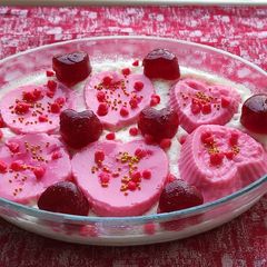 A picture of Strawberry jello pudding.