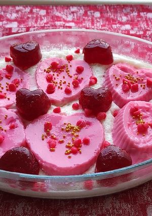 A picture of Strawberry jello pudding.