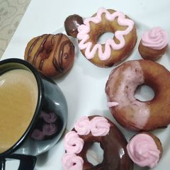 A picture of Chocolate filled Donuts🍩.