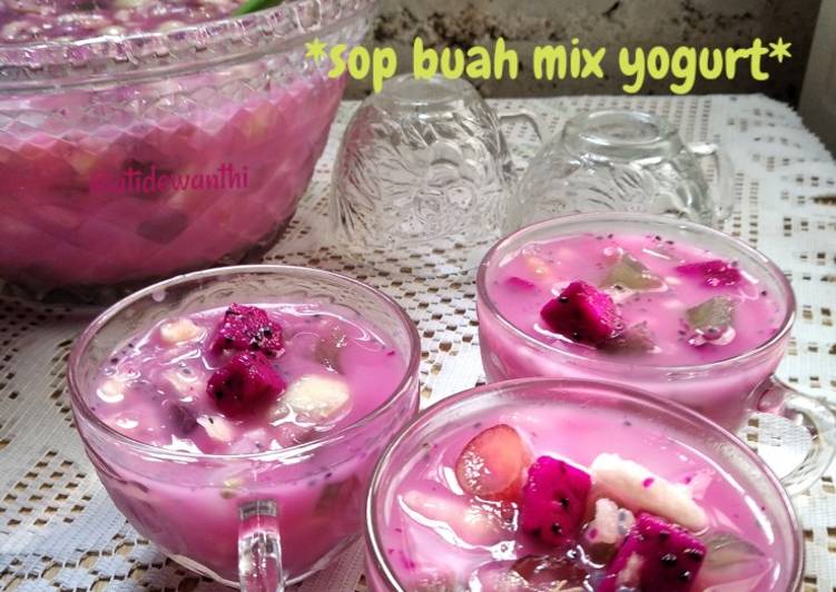 Langkah Mudah untuk mengolah sop buah mix yogurt yang Menggugah Selera