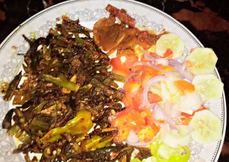 Simple Way to Make Perfect Chatpatti fry bhindi with salad