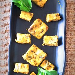 A picture of Palak Vadi / Spinach Squares.