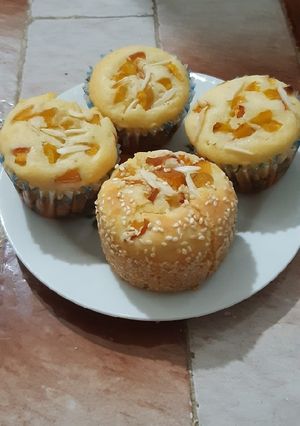 عکسی از دستور کاپ کیک زردآلو و خلال بادام (کوئیک میکس) با آرد گندم