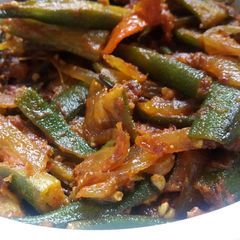 Bhindi do pyaza A picture of Bhindi do pyaza.