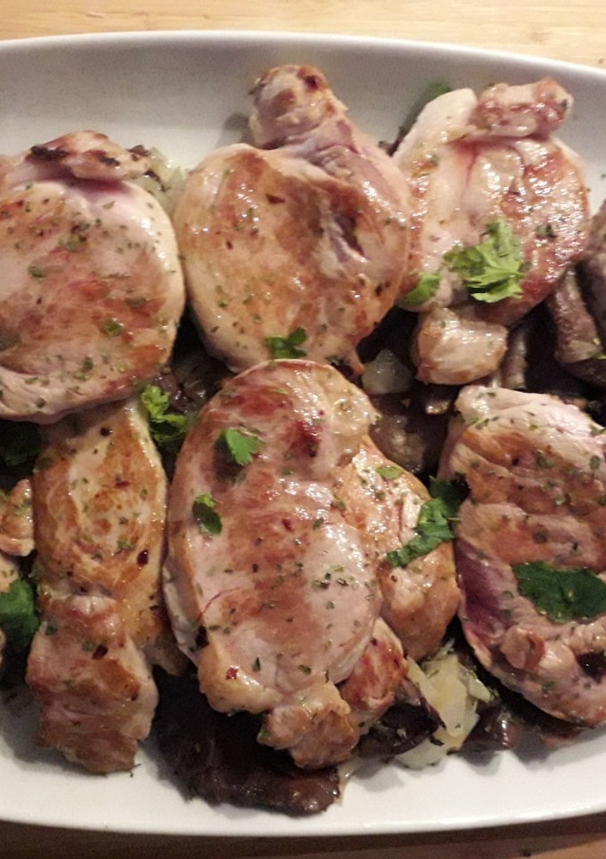 Una foto de Solomillo de cerdo con setas y champiñones