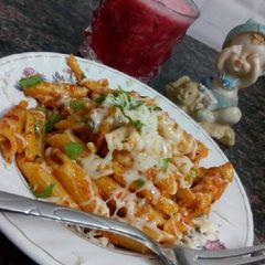A picture of Red sauce pasta.