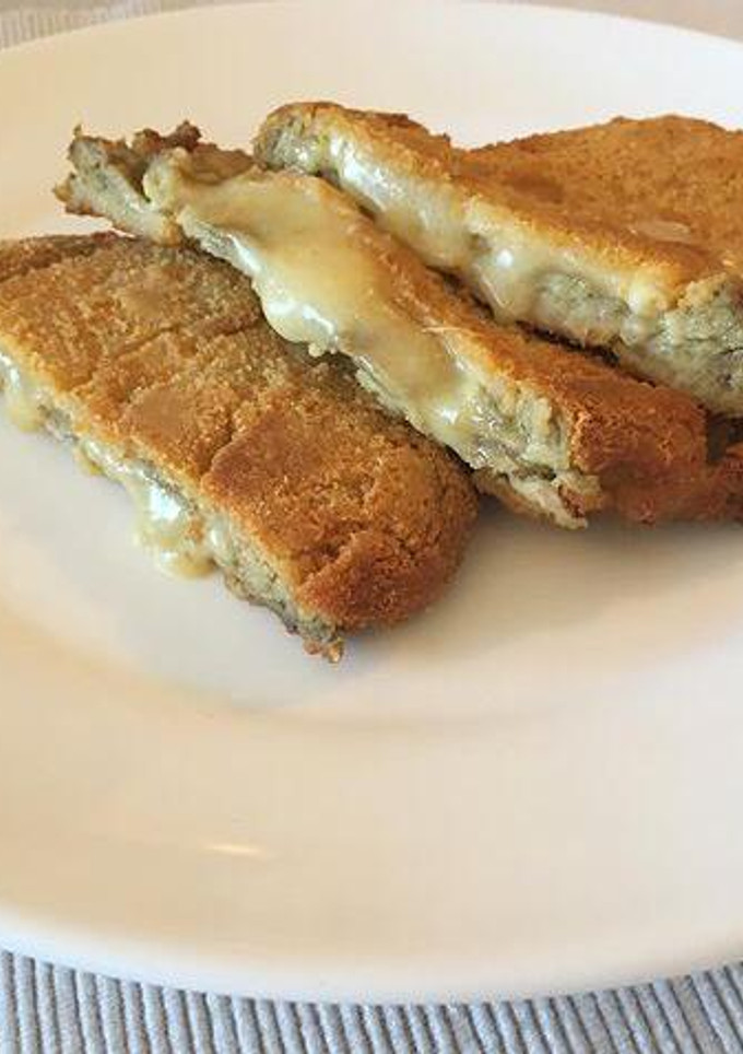 Una foto de Alberginies amb formatge havarti 🍆🧀