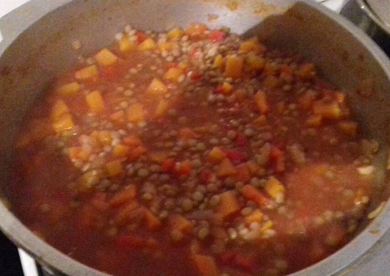 Guiso de lentejas y verduras