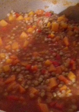 Una foto de Guiso de lentejas y verduras