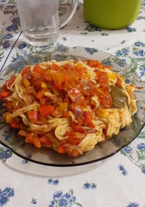 Una foto de Fideos veganos