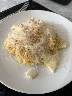 A picture of Spaghetti with Fried Eggs.