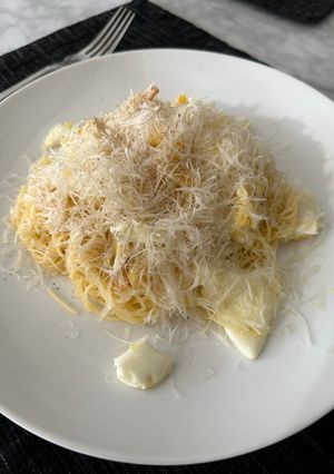 A picture of Spaghetti with Fried Eggs.