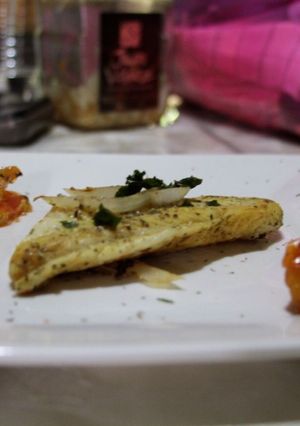 Una foto de Filete de pescado con vegetales deshidratados