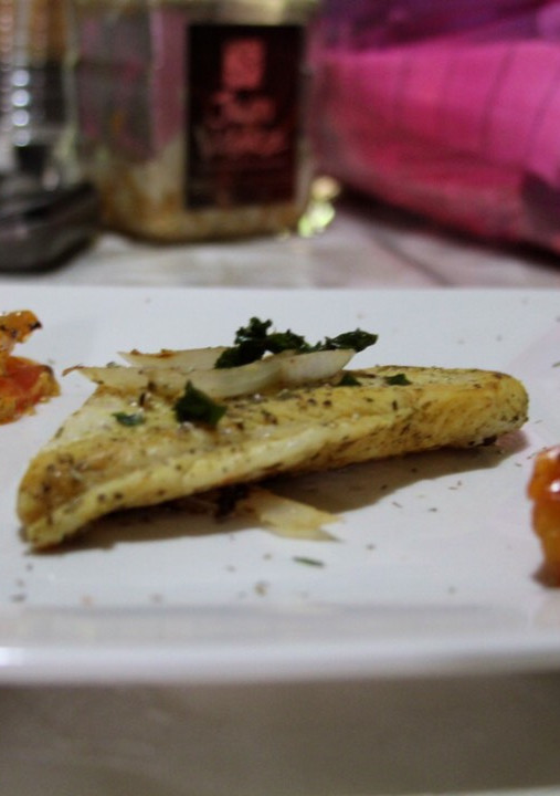Una foto de Filete de pescado con vegetales deshidratados