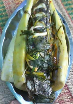 Hình của món Cá Lóc Hấp Bầu.