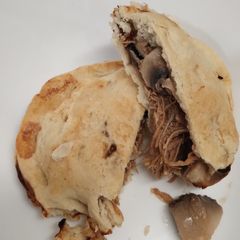 A picture of Slow cooked pulled chicken and mushroom mini pies. gluten free with walnuts.
