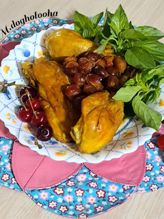 عکسی از دستور 🍀مرغ آلبالویی🍀