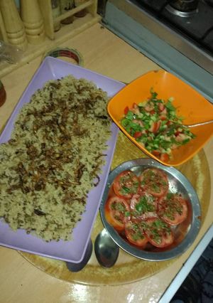 A picture of Mujaddara (Palestinian Lentil and Rice Dish).