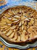 Rustic Apple Cranberry Tart with Shortcrust Pastry, Cream, and Vanilla
