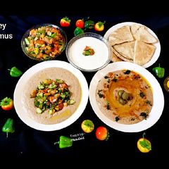 A picture of Red Kidney Bean Hummus With Mexican Salsa Salad.