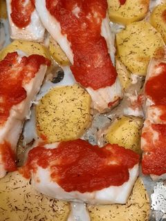 Una foto de Bacalao al horno