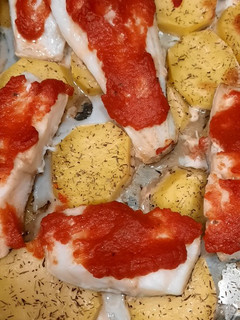 Una foto de Bacalao al horno