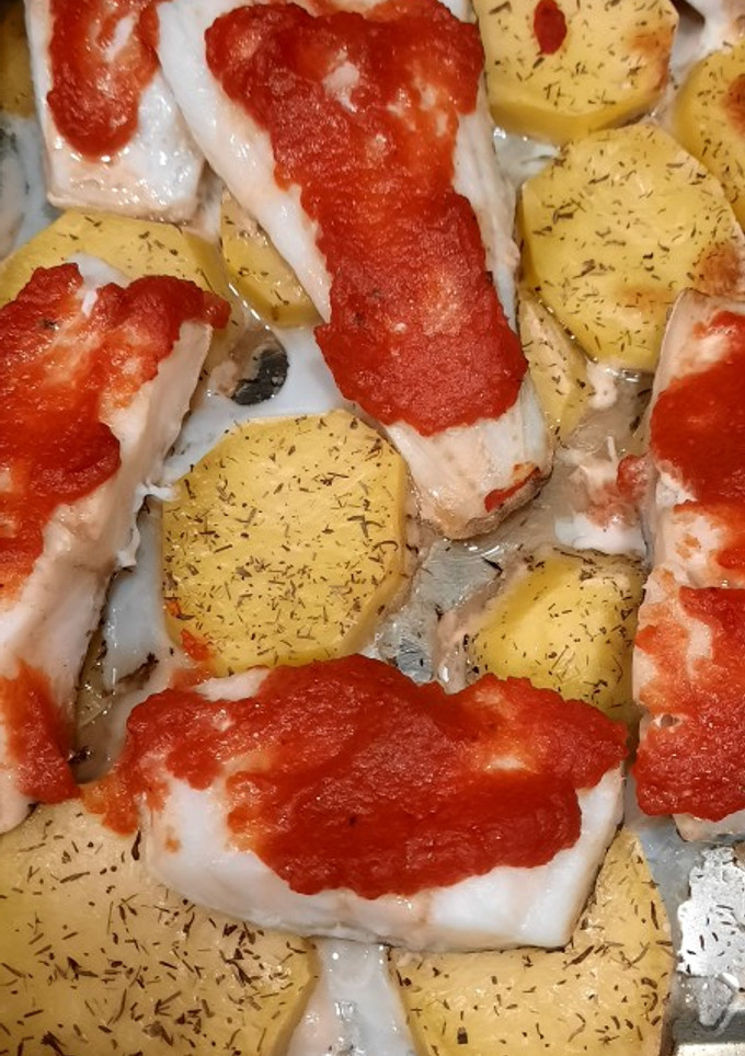 Una foto de Bacalao al horno