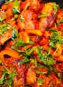 Roast chicken with chunky pepper