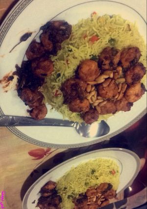 صورة لوصفة روبيان صيني مع الأرز بالخضروات