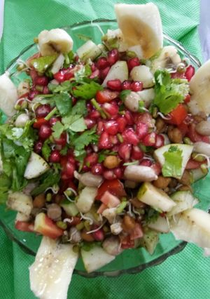A picture of Sprouts and fruirs salad.