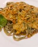 Tallarines de albahaca con salsa de champignon