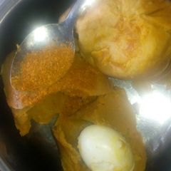 A picture of Moi Moi with egg.