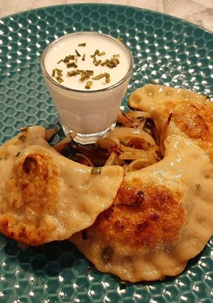 A picture of Pierogi (Polish Mushroom Dumplings).
