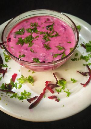 A picture of Beetroot Raita.