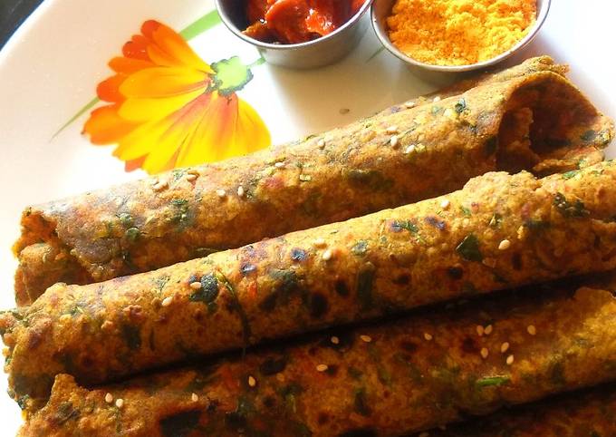 Recipe of Delicious Ragi Mixed Veg Thepla