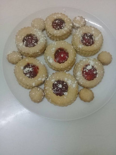 A picture of Jam filled Rich cookies. # cookiescontest#.
