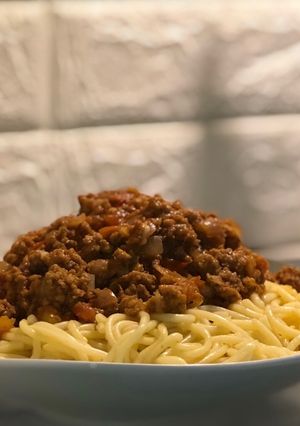 صورة لوصفة سباغيتي باللحم المفروم