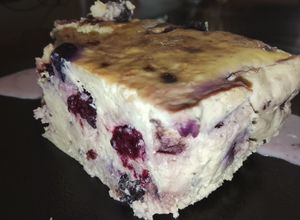 Una foto de Cheesecake de arándanos
