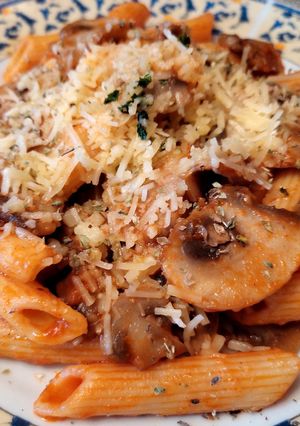 Una foto de Macarrones con champiñones
