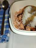 Trucha con arroz y salsa de soja