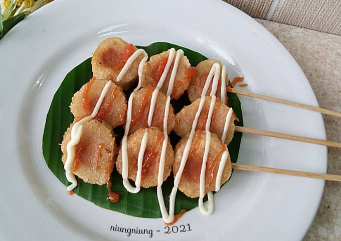 Pempek sausage with mayonnaise sauce