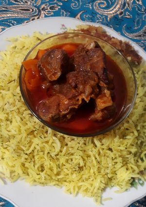 عکسی از دستور شوید پلو با خورشت گوشت و هویج