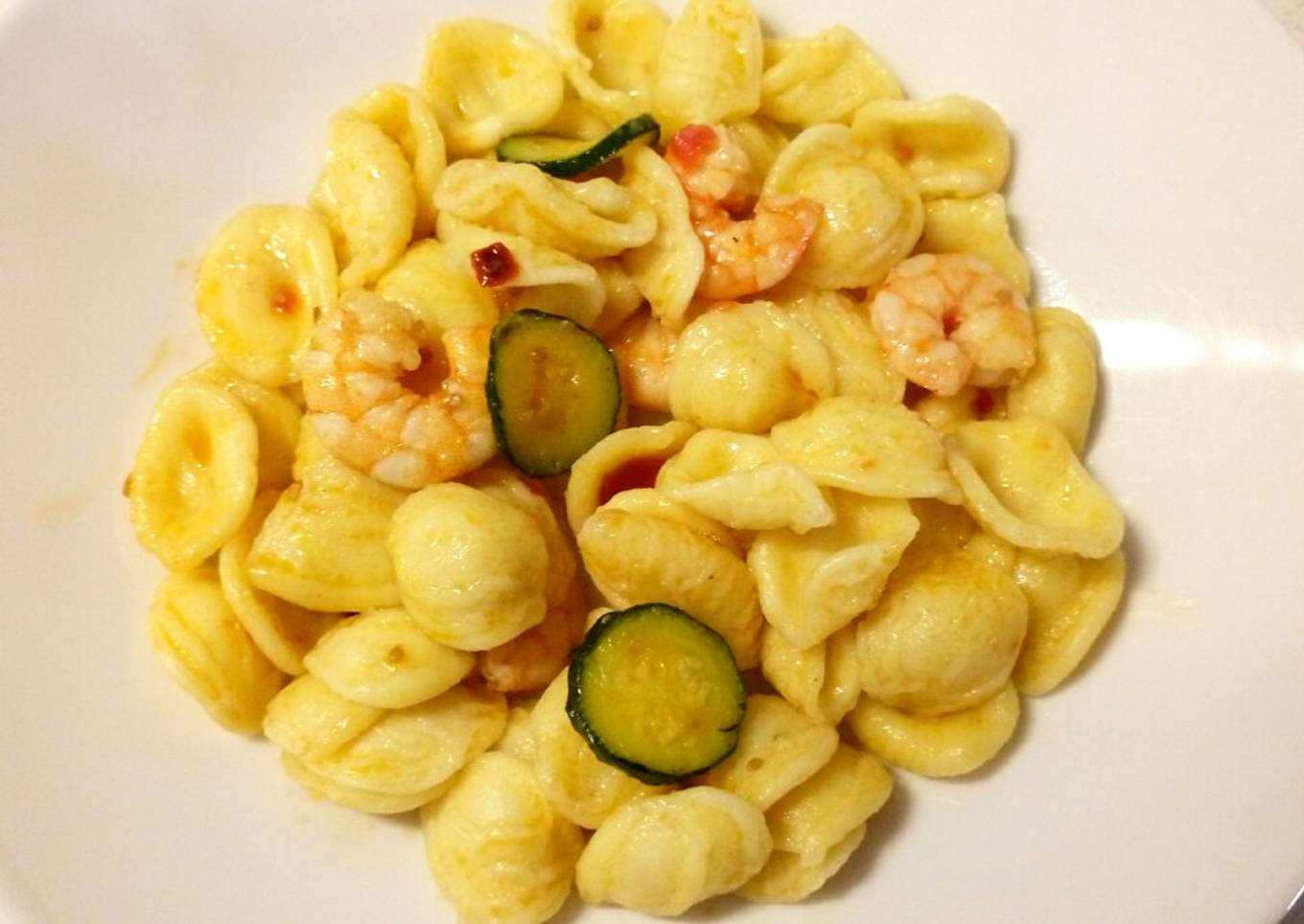 Orecchiette with Prawns and Zucchine