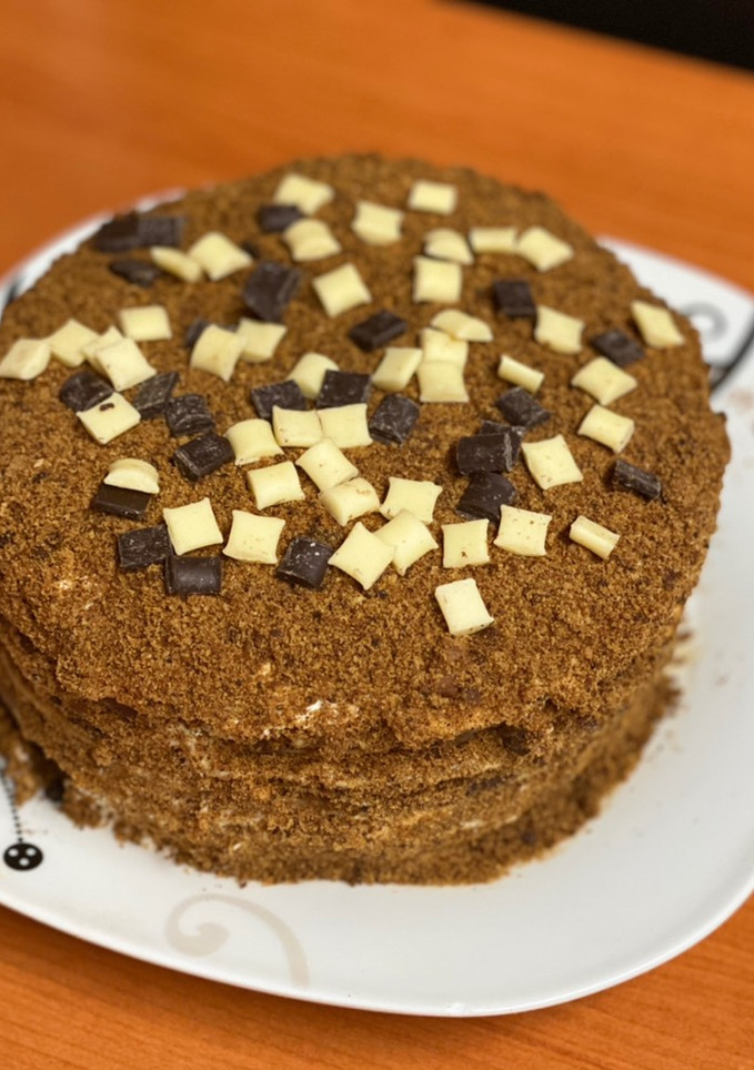 Una foto de Medovik, tarta de miel rusa!
