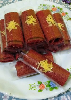 Foto resep Dadar gulung Milo Velvet isi Vla Keju