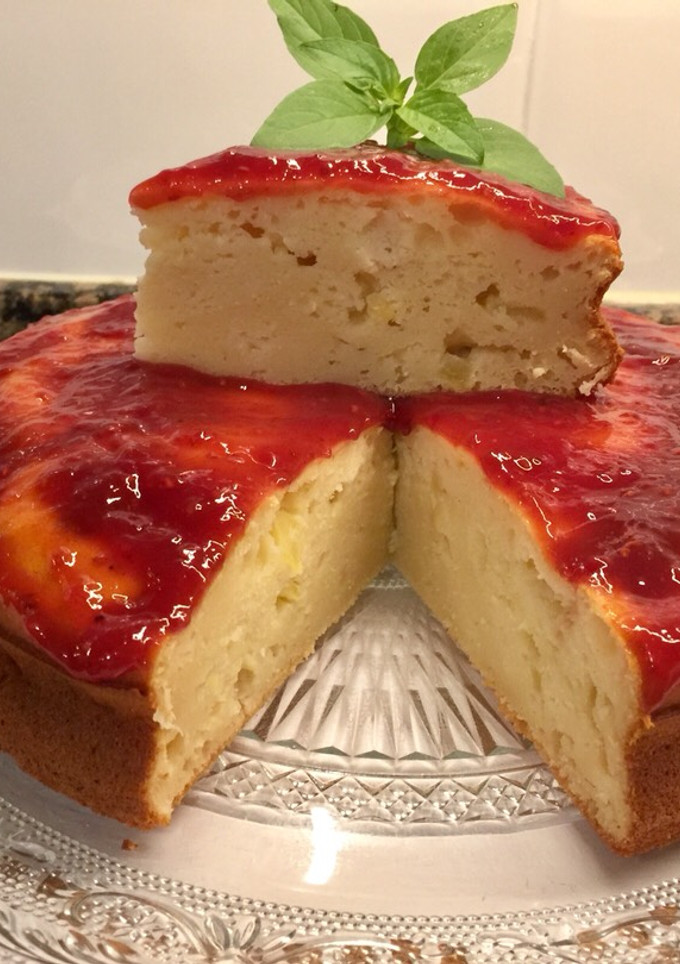 Una foto de Bizcocho de requesón o ricotta con manzana