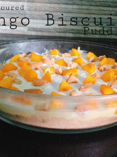 A picture of Three coloured Mango Biscuits Pudding.