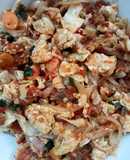Egg & meat floss with veggies stir fry
