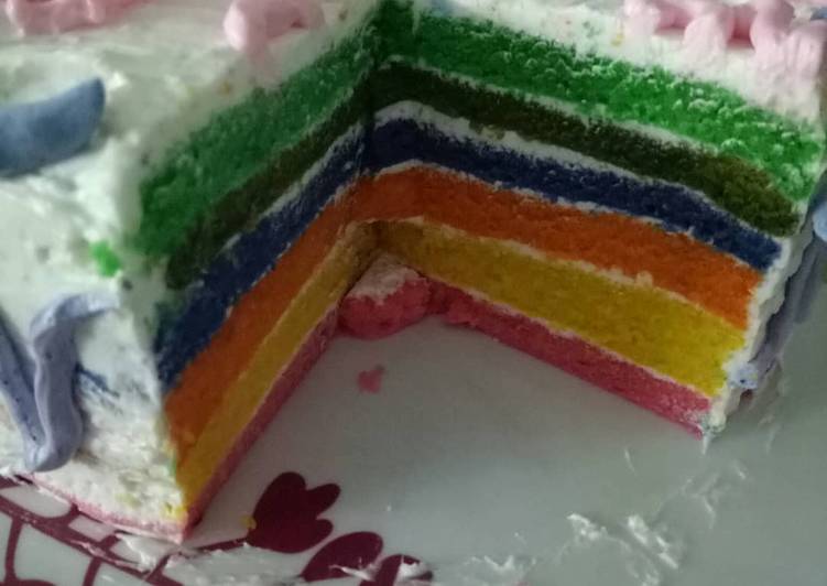 Resep Rainbow cake lembut yang Sempurna