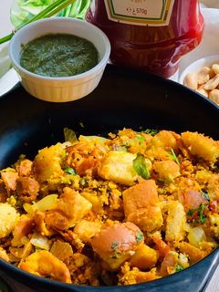 A picture of Bun/Bread spicy Poha.